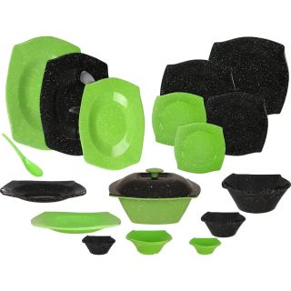 Pure Melamine Set 38 Q Square Green × Black