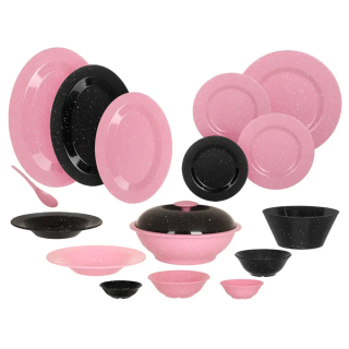 Pure Melamine Set 38 Q Round Rose × Black