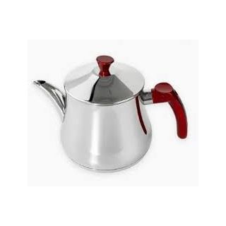 1-liter stainless steel matte laser teapot with red handle Solitaire