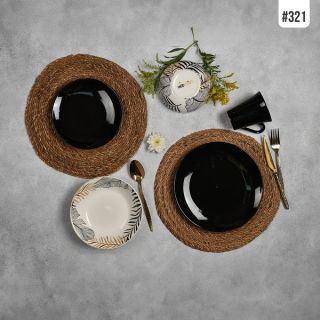 Dinner set, 30 pcs, mixed black, nickel, black