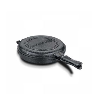 Granite grill. 28 cm. double round. black. Korkmaz