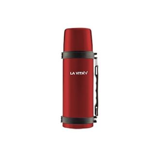 1 liter red stainless steel thermos + cup