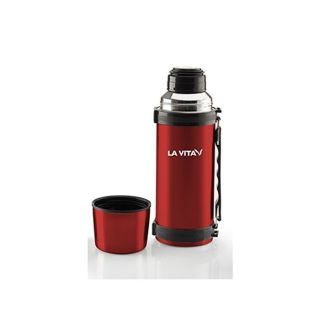 1 liter red stainless steel thermos + cup