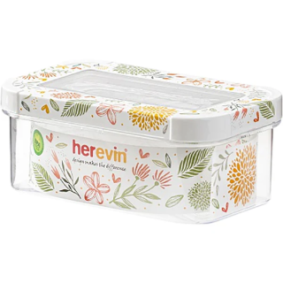 600 ml rectangular food container with white lid Herevin  