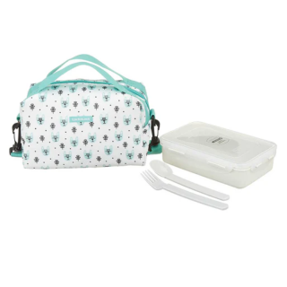 طقم لانش بوكس2ق+شنطة ابيض×تركواز لوك&لوك