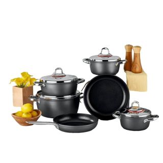 طقم حلل10ق تيتانيوم سافلون رمادى يد ستيل بجودة عالية وتصميم عملي