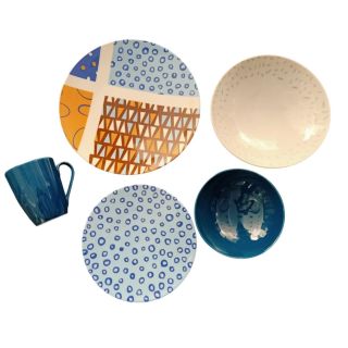 طقم عشاء 30ق كوب بترول*اورانج* لبنى*بيج