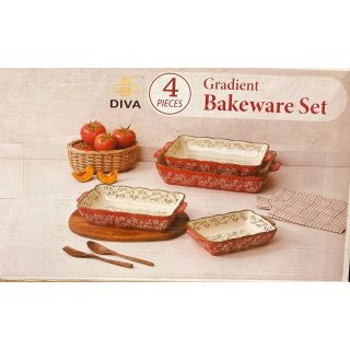 DV9025 طقم 4 طاجن مستطيل بورسلين ديفا