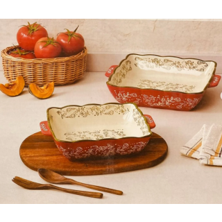 DV9029 طقم 2 طاجن مربع بورسلين ديفا