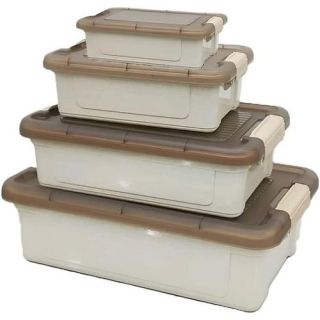 طقم حافظة طعام 4ق مربع بيج مينتو اكسا بجودة عالية وتصميم عملي