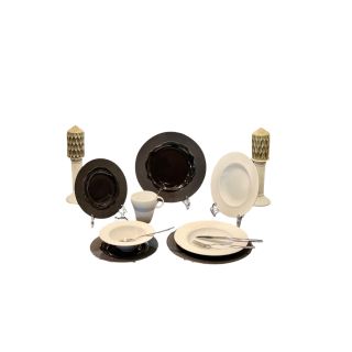 طقم عشاء 30 ق دويتو اسود * ابيض