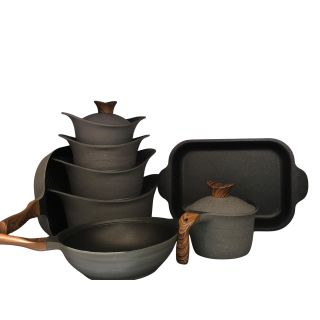 طقم حلل13بووك وجريل وطاجن ولبانة رمادي