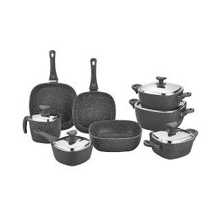 طقم حلل 13 ق مربع جرانيت سافلون رمادى