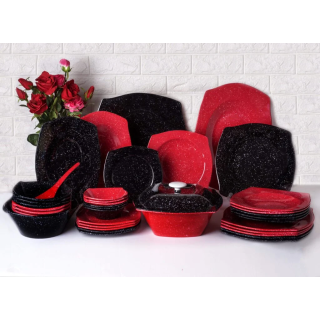 طقم ميلامين بيور 38 ق مربع احمر×اسود