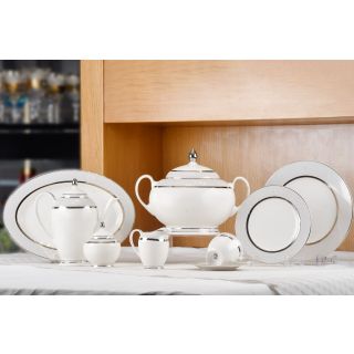 طقم سفرة 112 ق بورسلين بروكسيل فضى