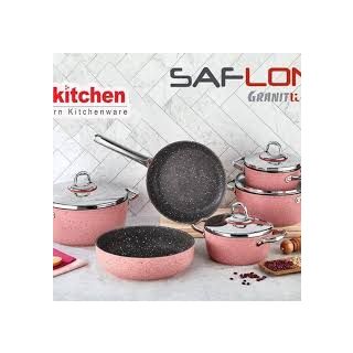 طقم حلل 13ق مدور جرانيت روز يد استيل