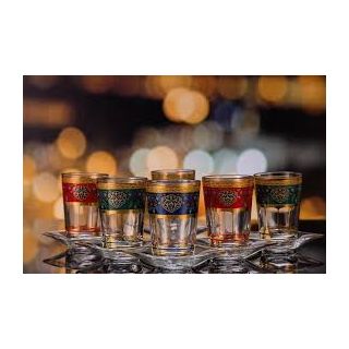 طقم 6 استكانة موركان 3 لون