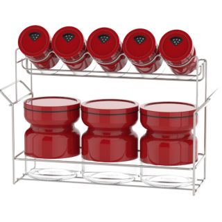 طقم توابل 8 قطع احمر باستاند جوزيف