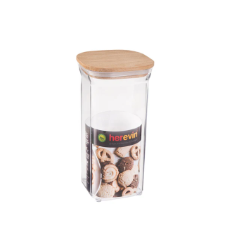 حافظة طعام 1.5لترمستطيلة غطاخشبي هيريفين