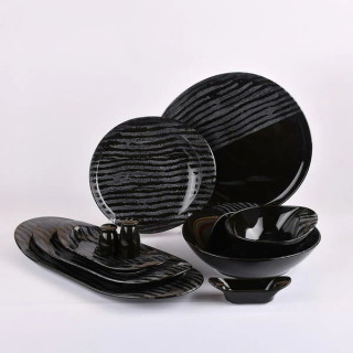 BLACK STRIPED-طقم عشاء 30ق لوب اكسفورد