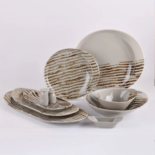 STRIPED GREY-طقم عشاء 30ق لوب اكسفورد