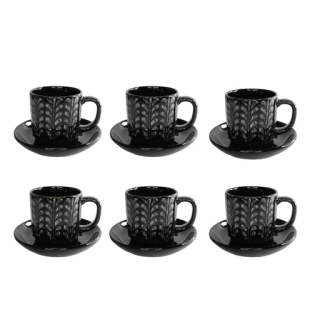 DV9002 طقم 6 فنجان قهوة بالطبق وردة اسود