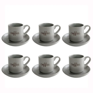 DV9004 طقم 6 فنجان قهوة بالطبق رمادى