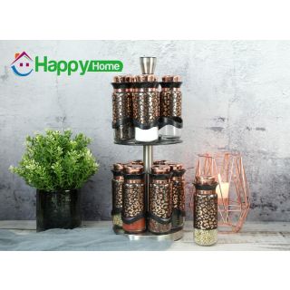 طقم توابل12اسود×دهبى مدورباستاندهابى هوم